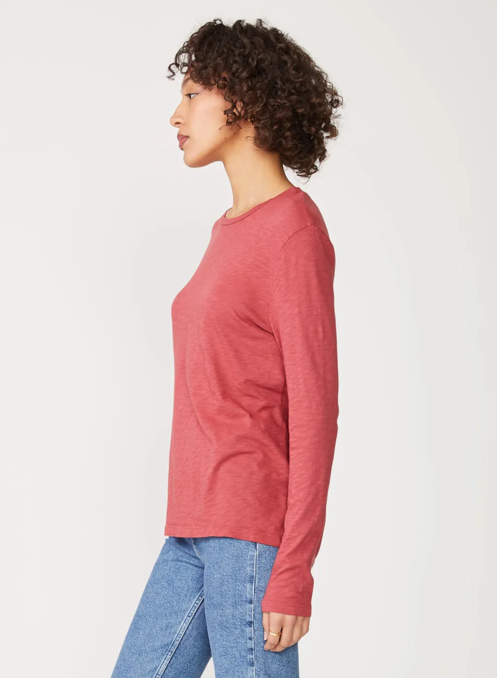Supima Slub Jersey Long Sleeve Crew in Berry sold by Stateside product image thumbnail 2