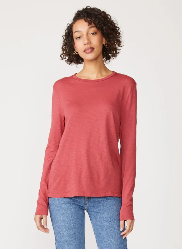 Supima Slub Jersey Long Sleeve Crew in Berry sold by Stateside