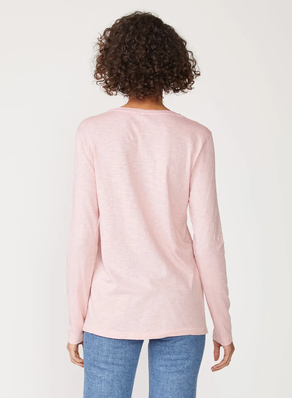 Supima Slub Jersey Long Sleeve V-Neck in Chalk Pink sold by Stateside product image thumbnail 3