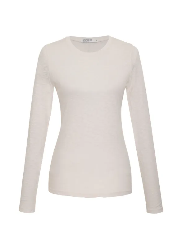 Supima Slub Jersey Long Sleeve Crew in Cream sold by Stateside