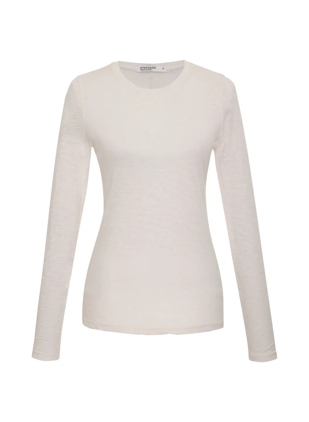 Supima Slub Jersey Long Sleeve Crew in Cream sold by Stateside