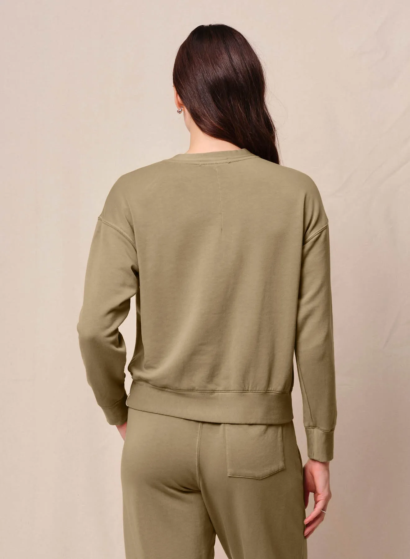 Softest Fleece Crewneck Pullover in Bay Leaf sold by Stateside product image thumbnail 3