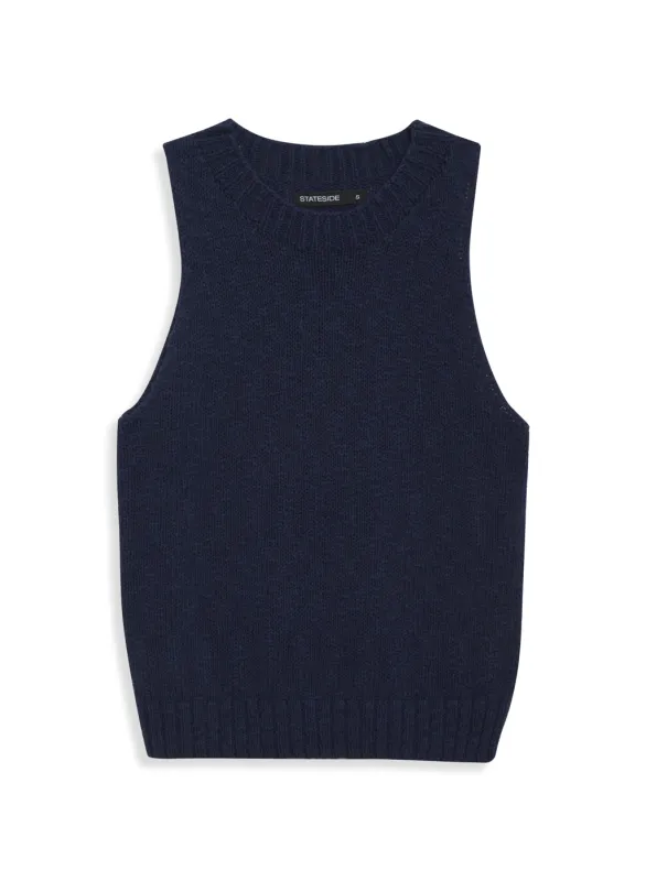 Cotton Linen Tank Sweater in New Navy sold by Stateside