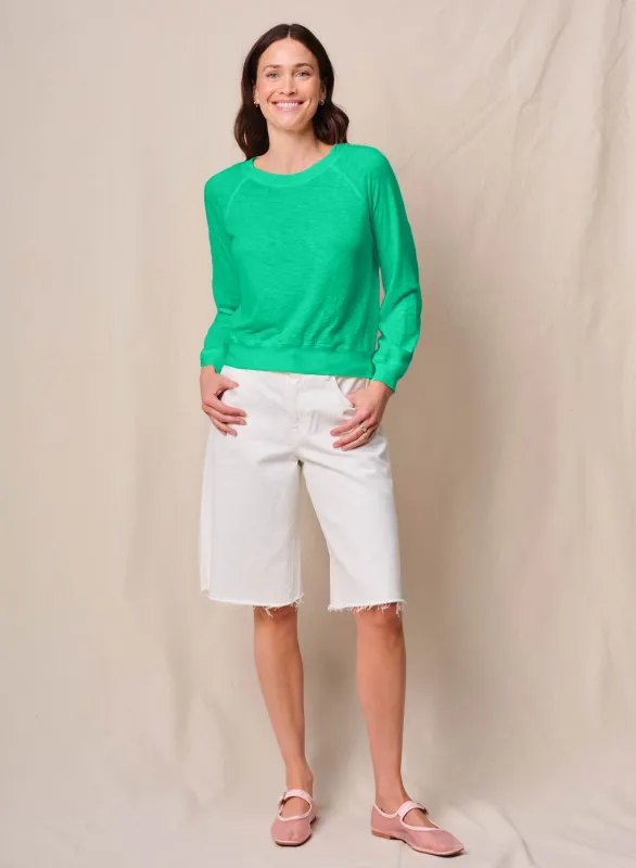 Supima Slub Jersey Raglan Sweatshirt Tee in Kelly Green sold by Stateside