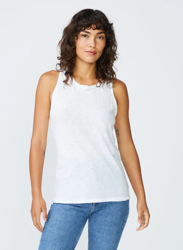 Supima Slub Jersey Racerback Tank Top in White made by Stateside