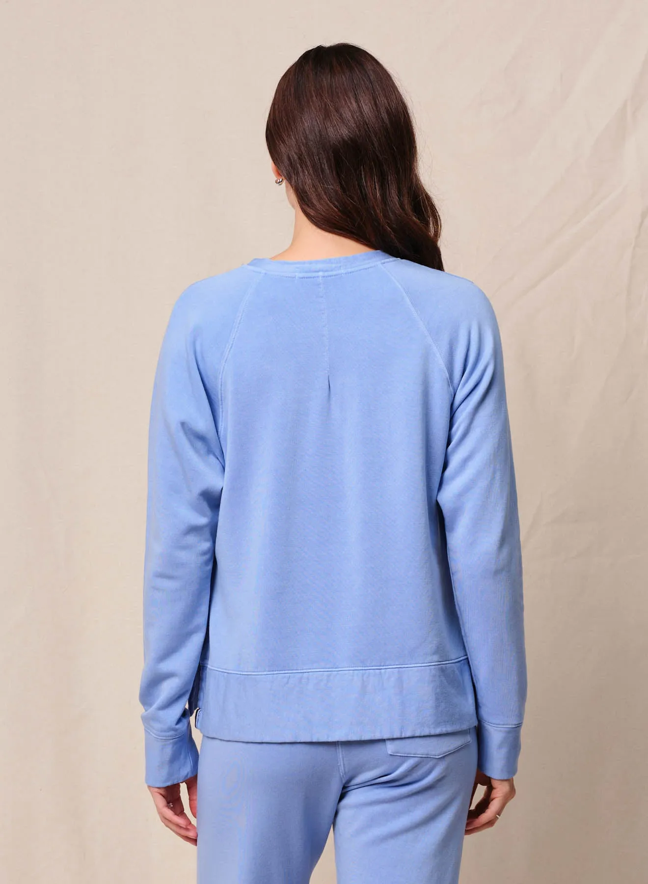 Softest Fleece Raglan Side Slit Sweatshirt in Summer Sky sold by Stateside product image thumbnail 3