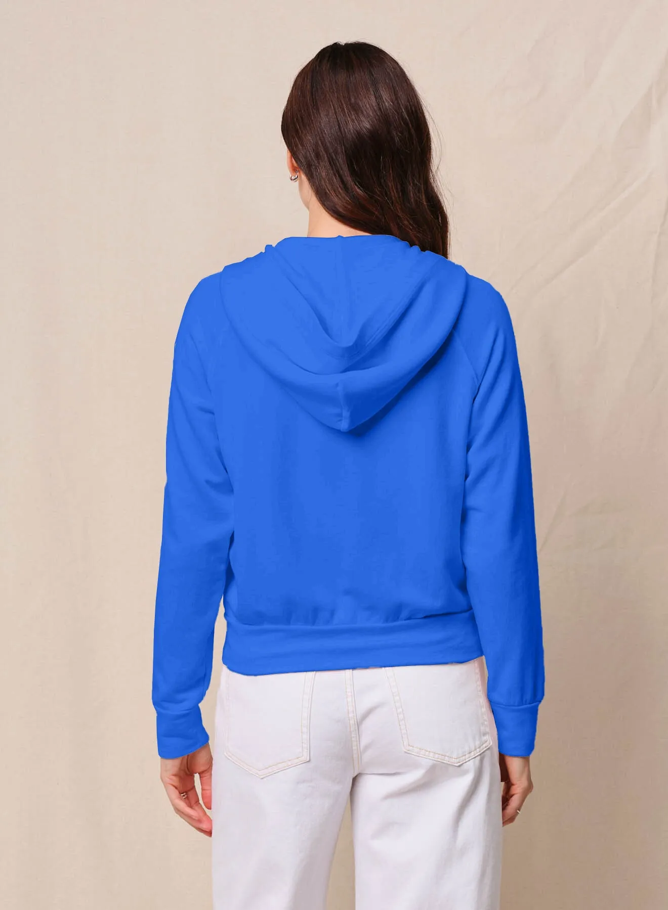 Softest Fleece Raglan Hood Zip Up in Cobalt sold by Stateside product image thumbnail 3