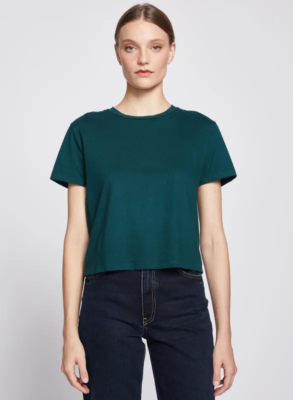 Cloud Jersey Short Sleeve Crew in Evergreen made by Stateside