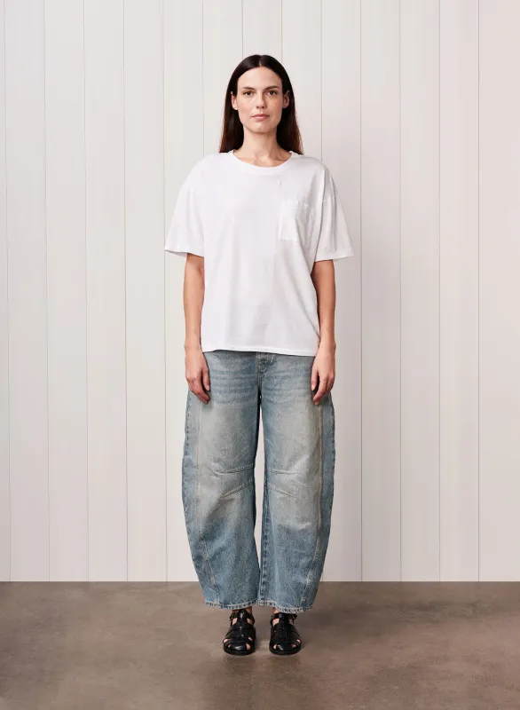 Cloud Jersey Oversized Pocket Tee in White made by Stateside