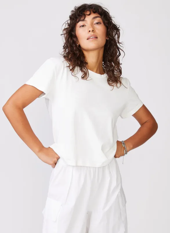 Cloud Jersey Short Sleeve Crew in White sold by Stateside