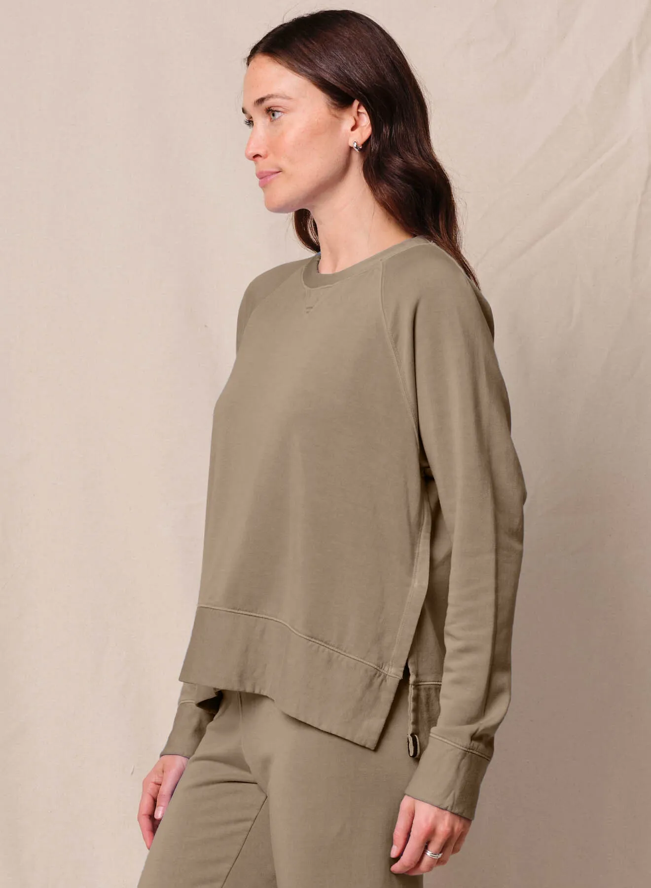 Softest Fleece Raglan Side Slit Sweatshirt in Bay Leaf sold by Stateside product image thumbnail 2