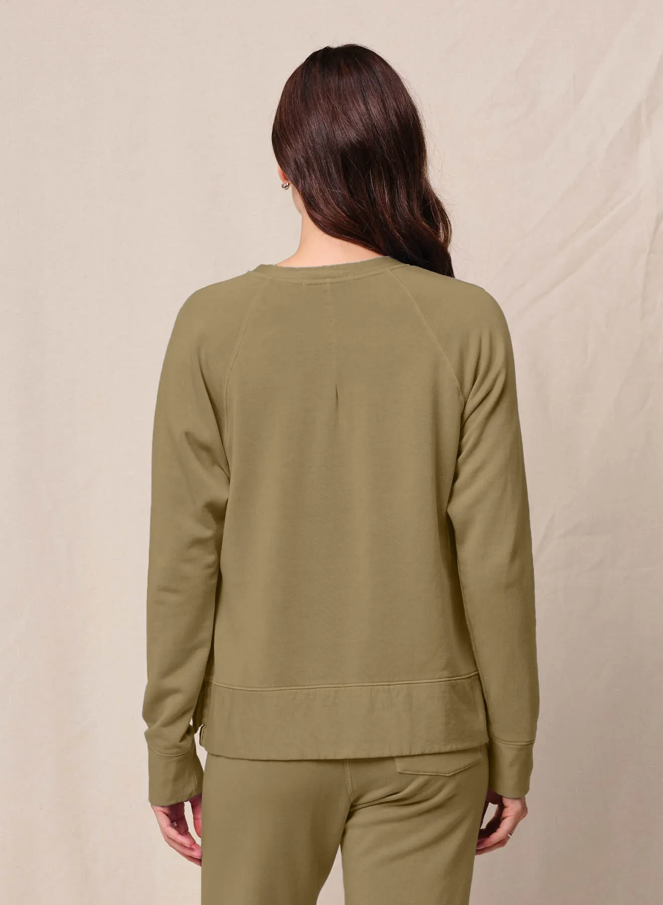 Softest Fleece Raglan Side Slit Sweatshirt in Bay Leaf sold by Stateside product image thumbnail 3