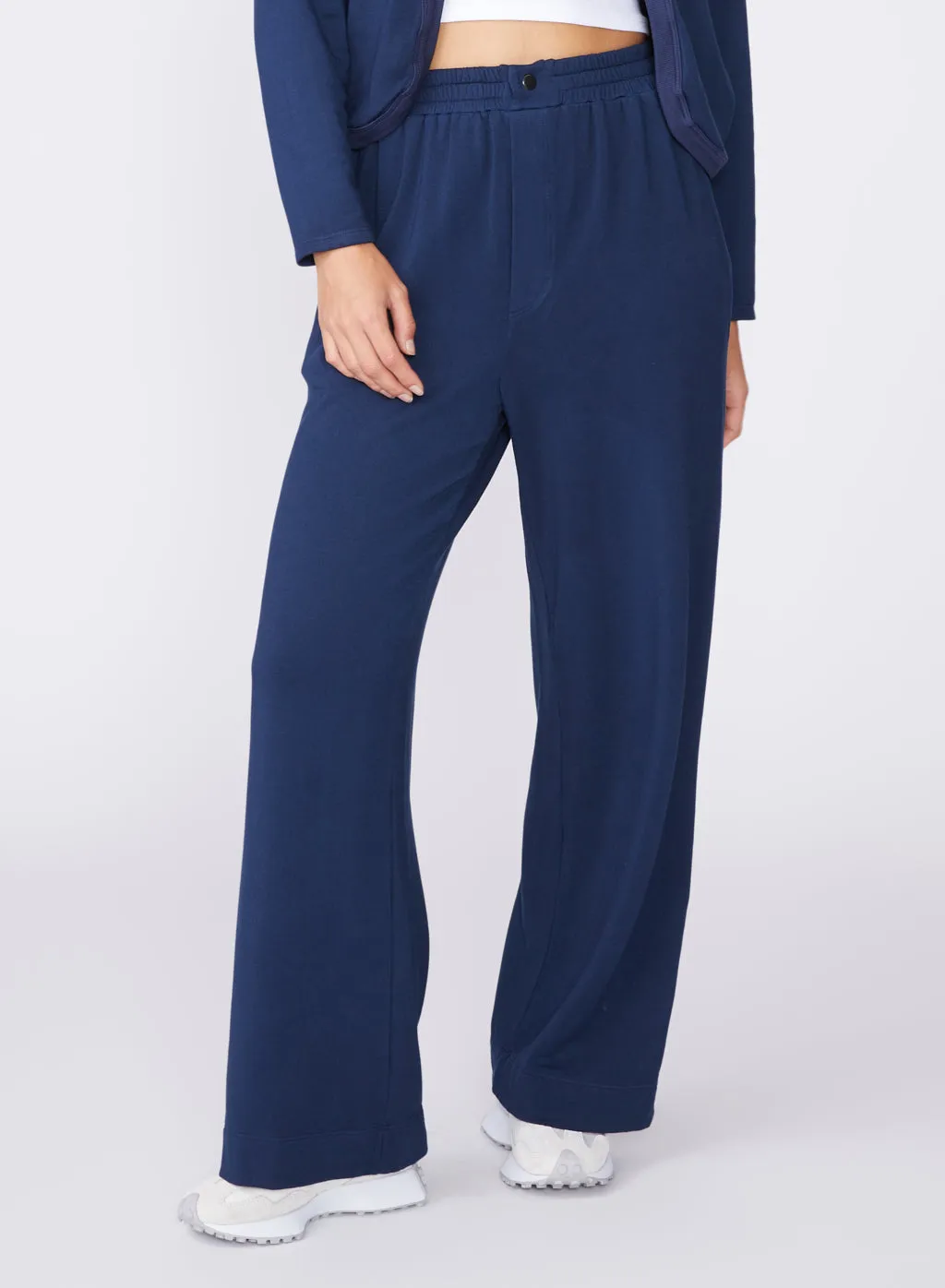 Softest Fleece Snap Wide Leg Pant in New Navy sold by Stateside product image thumbnail 5
