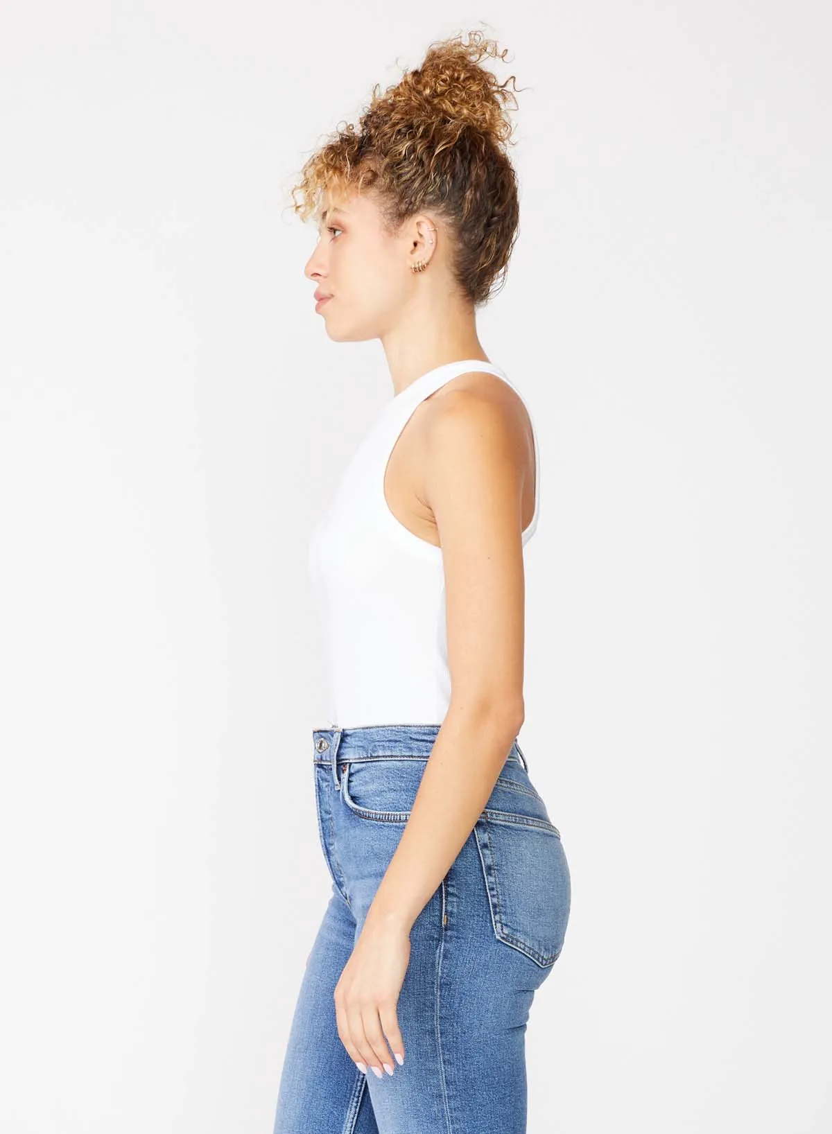 Stateside 2X1 Rib High-Neck Tank in White sold by Stateside product image thumbnail 3