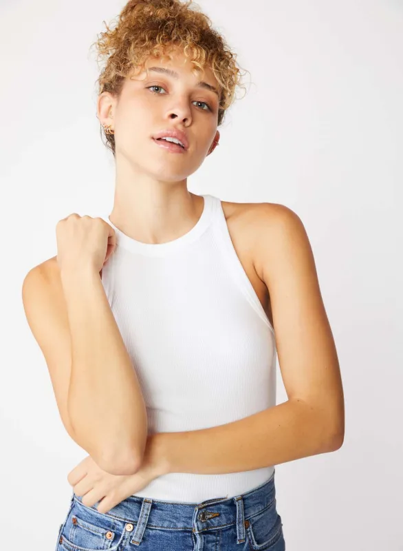Stateside 2X1 Rib High-Neck Tank in White made by Stateside