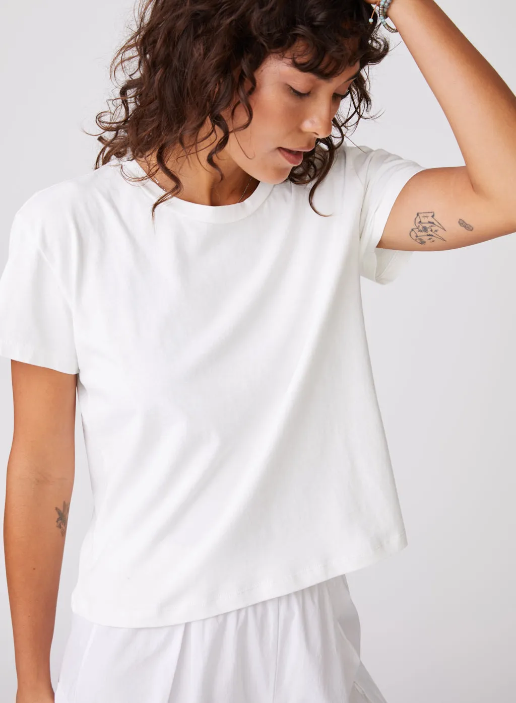 Cloud Jersey Short Sleeve Crew in Paper sold by Stateside