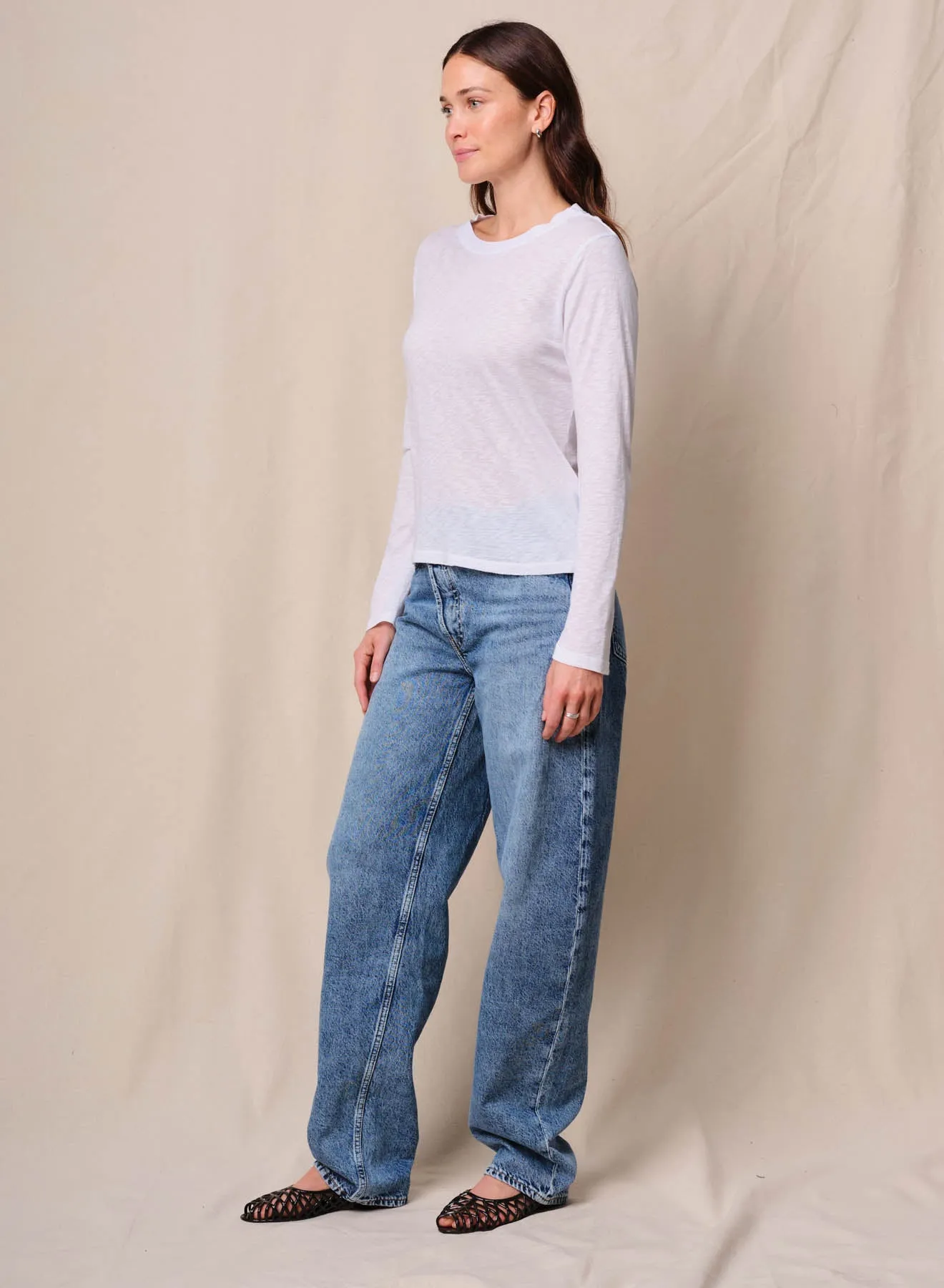 Supima Slub Jersey Long Sleeve Crew in White sold by Stateside product image thumbnail 2