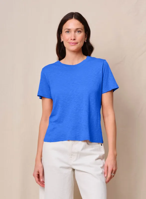 Supima Slub Jersey Short Sleeve Crew in Cobalt made by Stateside