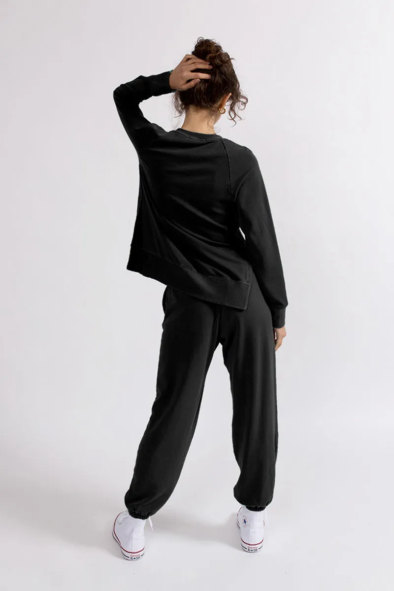 Softest Fleece Raglan Sweatshirt with Side Slits in Black sold by Stateside product image thumbnail 2