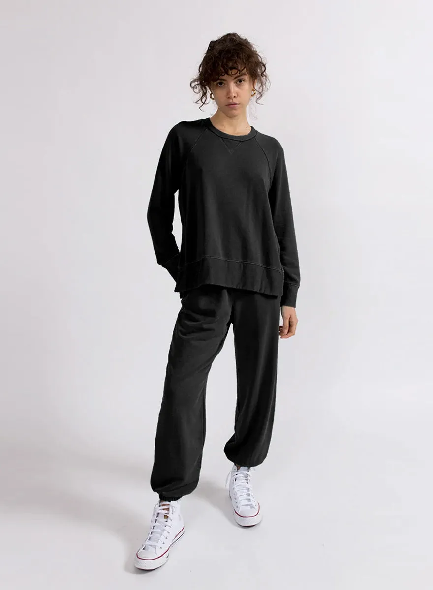 Softest Fleece Raglan Sweatshirt with Side Slits in Black sold by Stateside