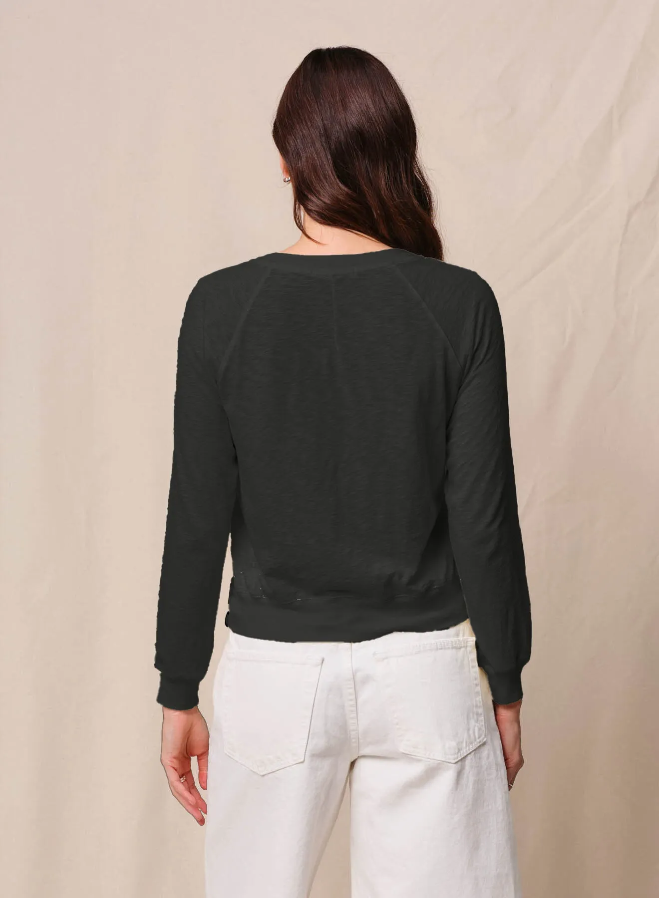 Supima Slub Raglan Sweatshirt Tee in Black sold by Stateside product image thumbnail 4