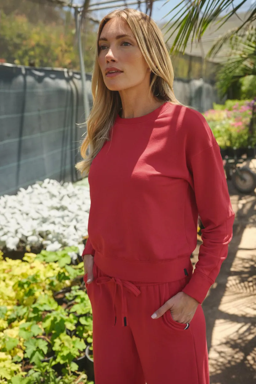 Softest Fleece Crewneck Pullover in Poppy sold by Stateside product image thumbnail 3