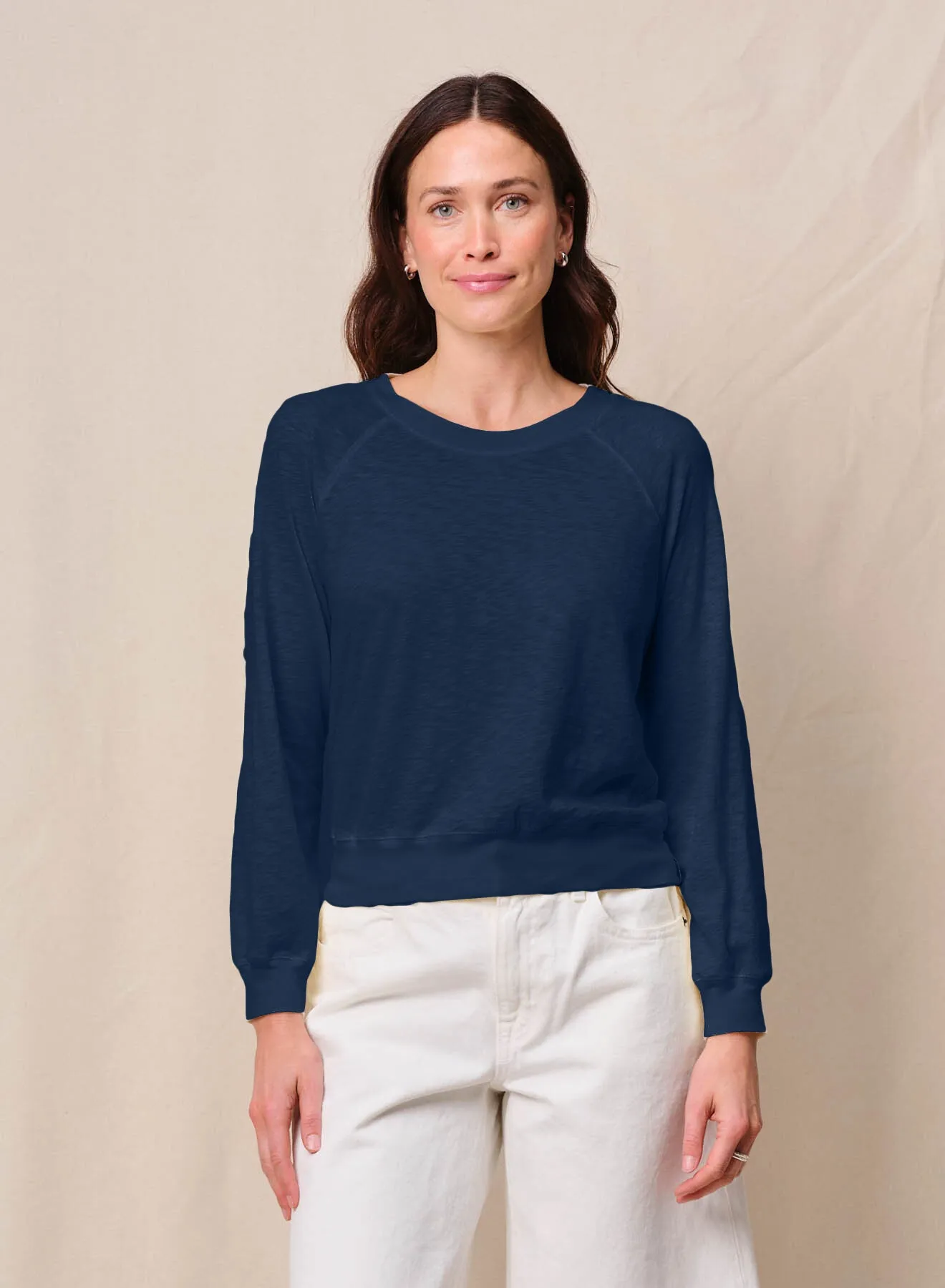 Supima Slub Raglan Sweatshirt Tee in New Navy sold by Stateside
