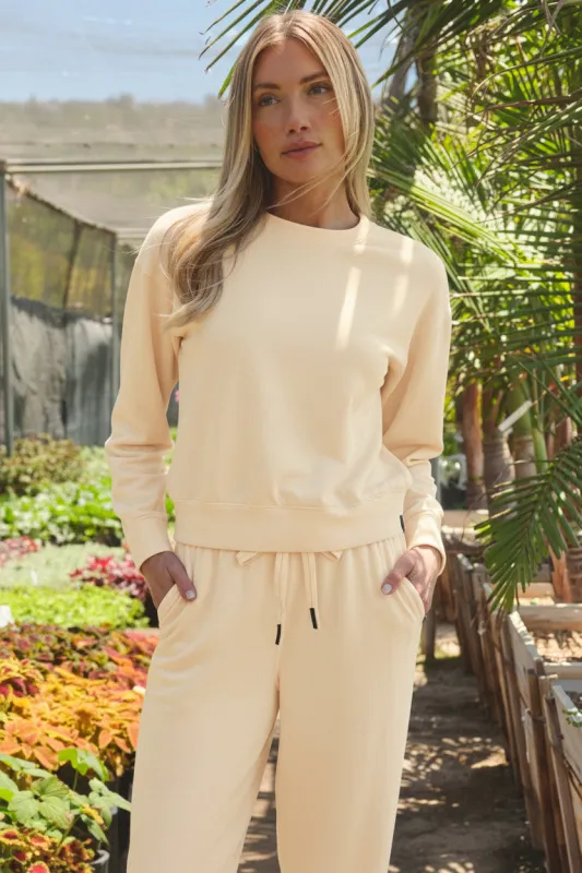 Softest Fleece Crewneck Pullover in Butter made by Stateside