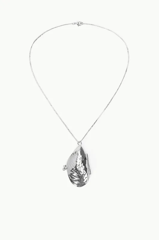 SHELL PILL CASE NECKLACE | SILVER sold by STAUD