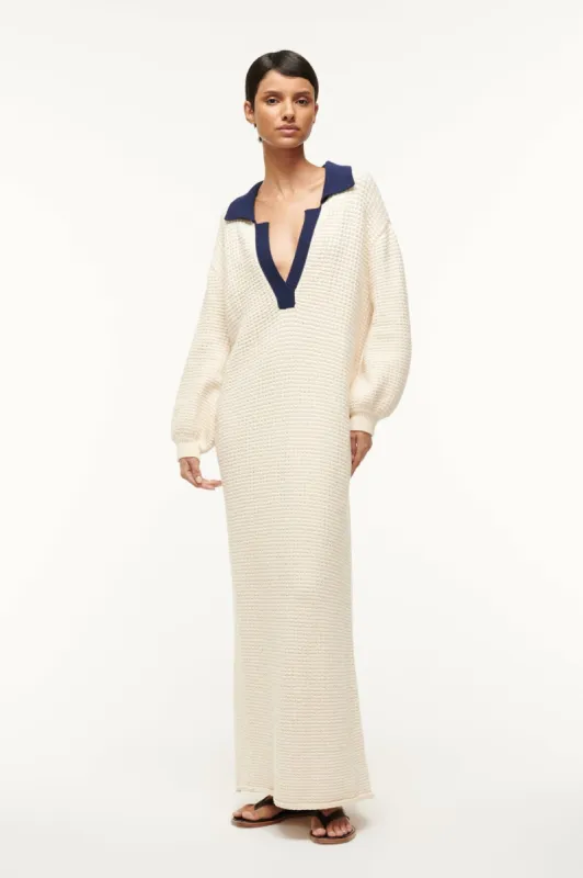 ALTEA DRESS | IVORY NAVY sold by STAUD
