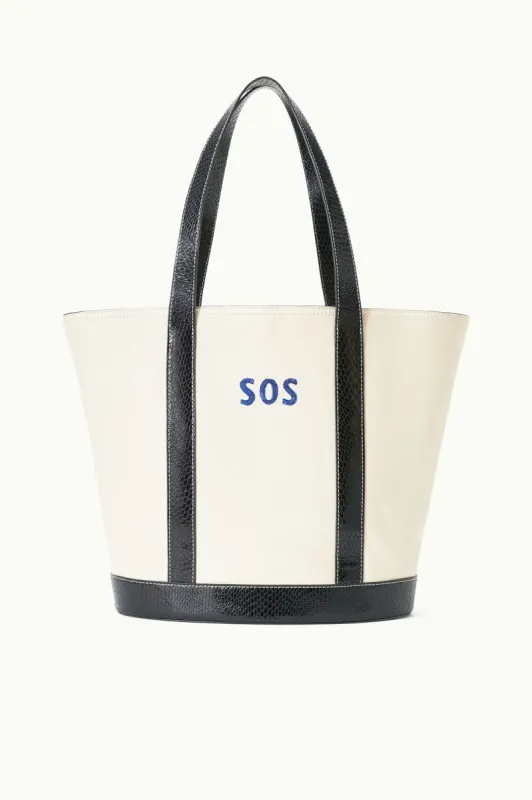 CUSTOM MONOGRAM ALLORA TOTE | CREAM BLACK sold by STAUD