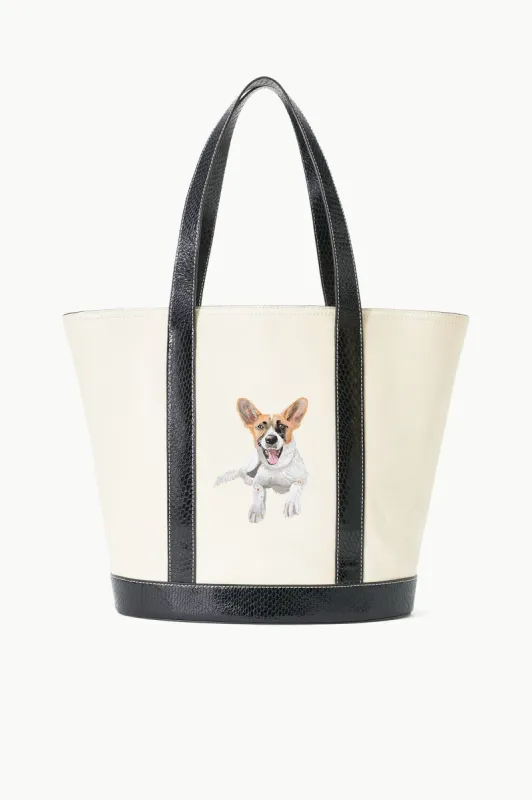 CUSTOM ALLORA TOTE | CREAM BLACK sold by STAUD