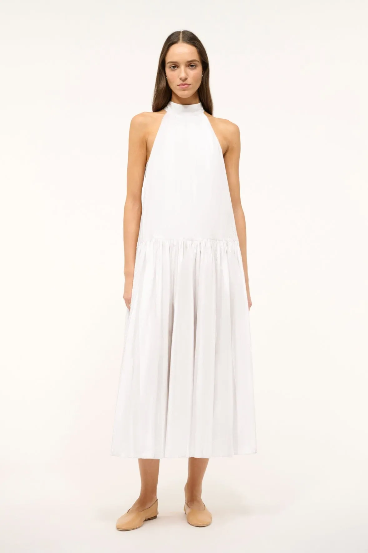 MIDI MARLOWE DRESS | WHITE sold by STAUD