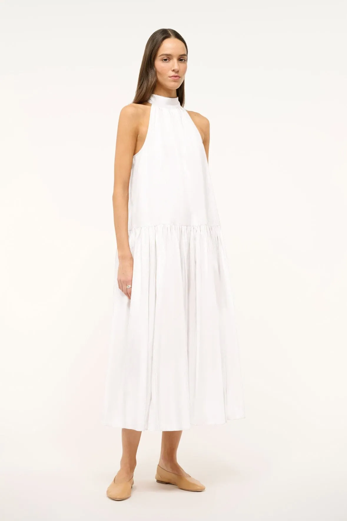 MIDI MARLOWE DRESS | WHITE sold by STAUD product image thumbnail 2