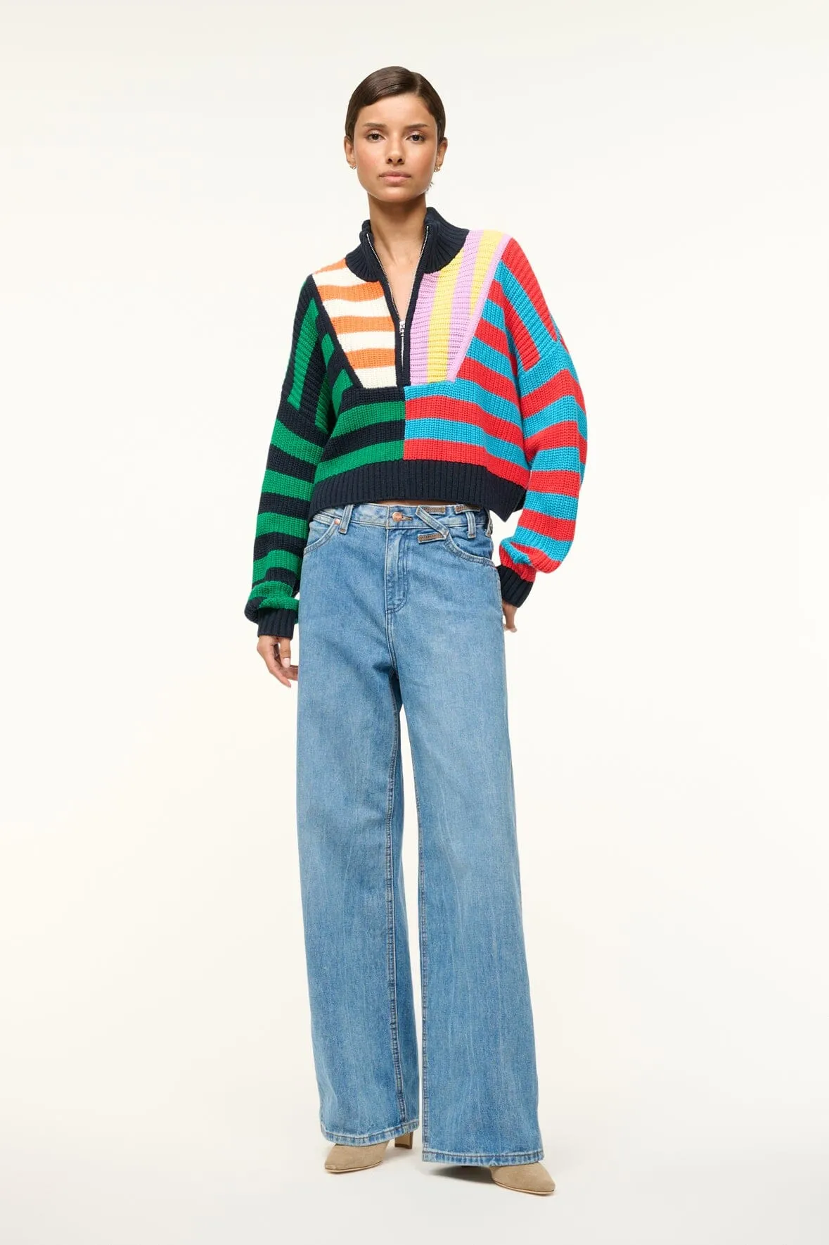 CROPPED HAMPTON SWEATER | CABANA STRIPE MULTI sold by STAUD product image thumbnail 2