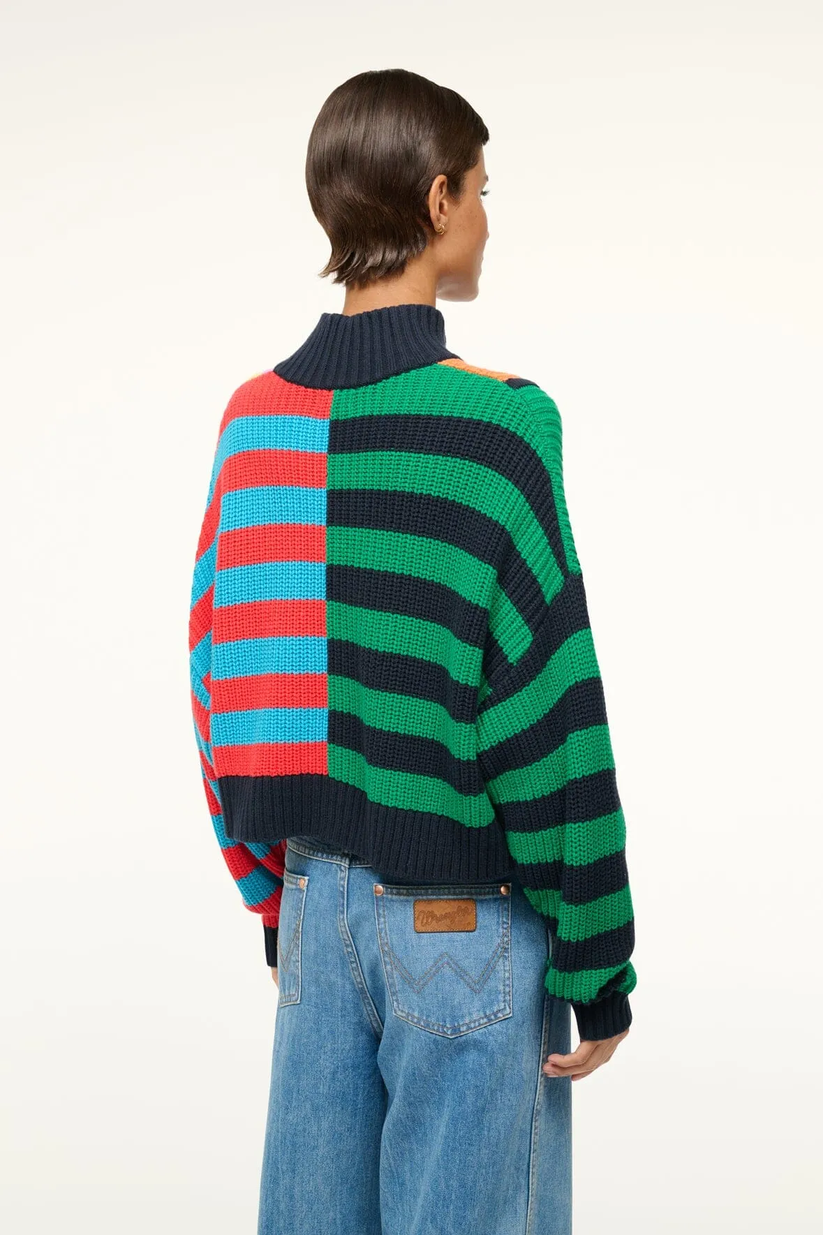 CROPPED HAMPTON SWEATER | CABANA STRIPE MULTI sold by STAUD product image thumbnail 3