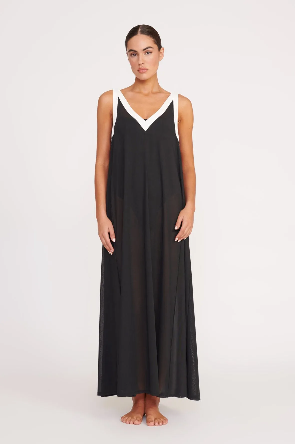 AVELINE COVERUP DRESS | BLACK WHITE sold by STAUD