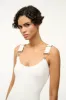 STAUD + WRANGLER THE OVERALL RIB TANK DRESS | WHITE sold by STAUD