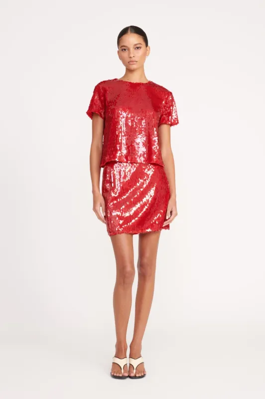 VEDETTE SKIRT | POINSETTIA sold by STAUD