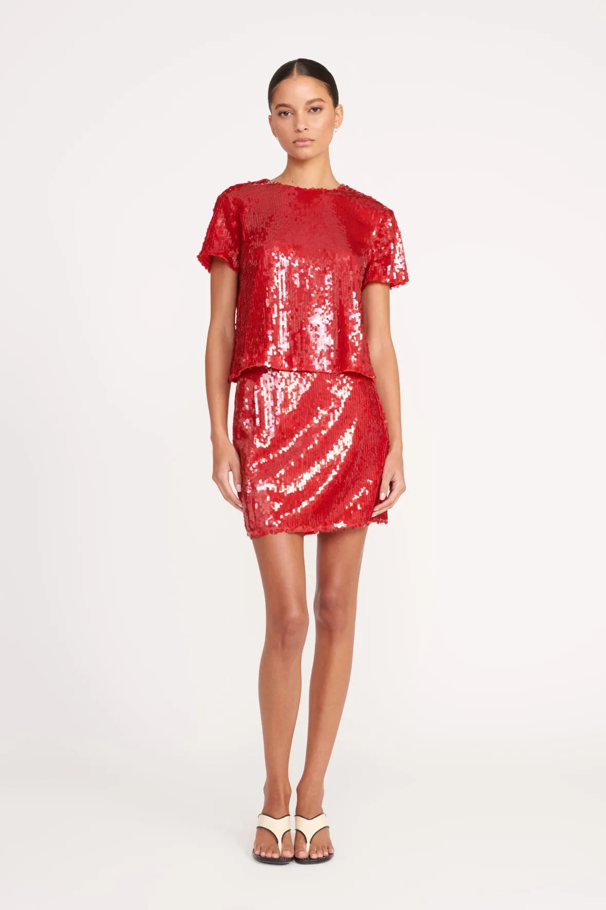 VEDETTE SKIRT | POINSETTIA sold by STAUD