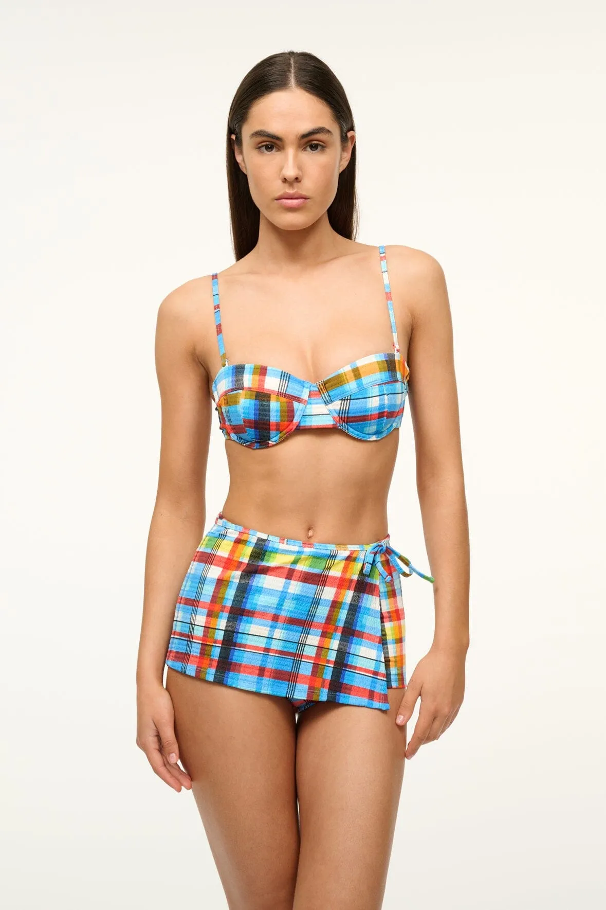MIRA SWIM SKIRT | MADRAS PLAID sold by STAUD product image thumbnail 3