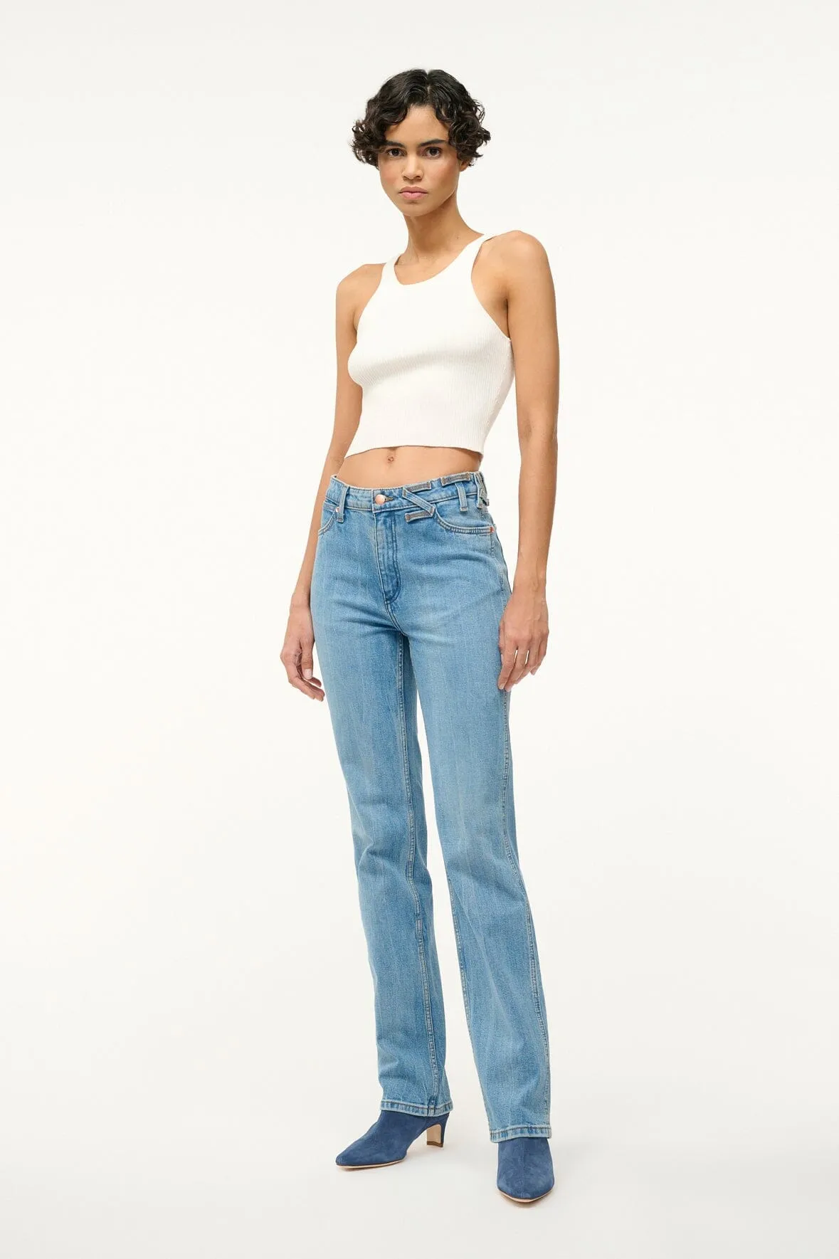 STAUD + WRANGLER THE STRAIGHT CUT JEAN | MID BLUE sold by STAUD