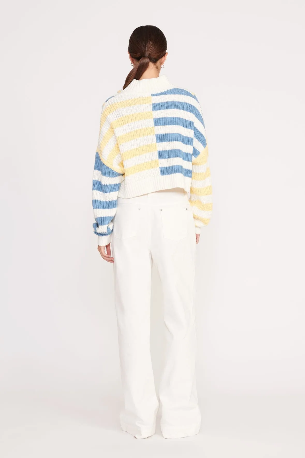 CROPPED HAMPTON SWEATER | BUTTERCUP SEASHORE STRIPE sold by STAUD product image thumbnail 3