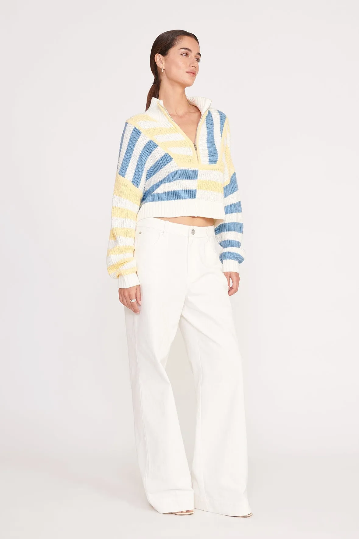 CROPPED HAMPTON SWEATER | BUTTERCUP SEASHORE STRIPE sold by STAUD product image thumbnail 4