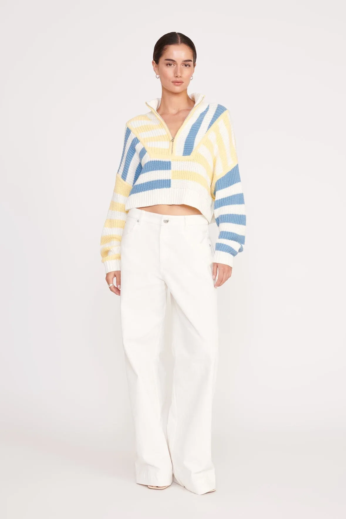 CROPPED HAMPTON SWEATER | BUTTERCUP SEASHORE STRIPE sold by STAUD product image thumbnail 2