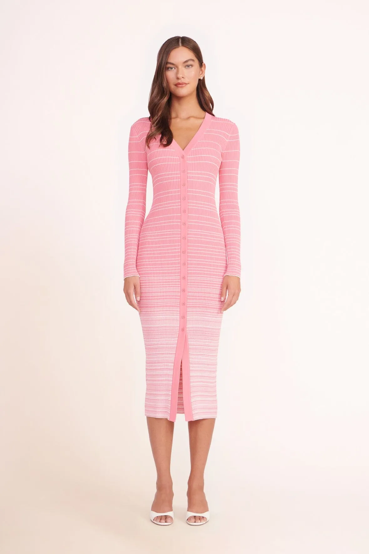 SHOKO SWEATER | CORAL PINK WHITE sold by STAUD