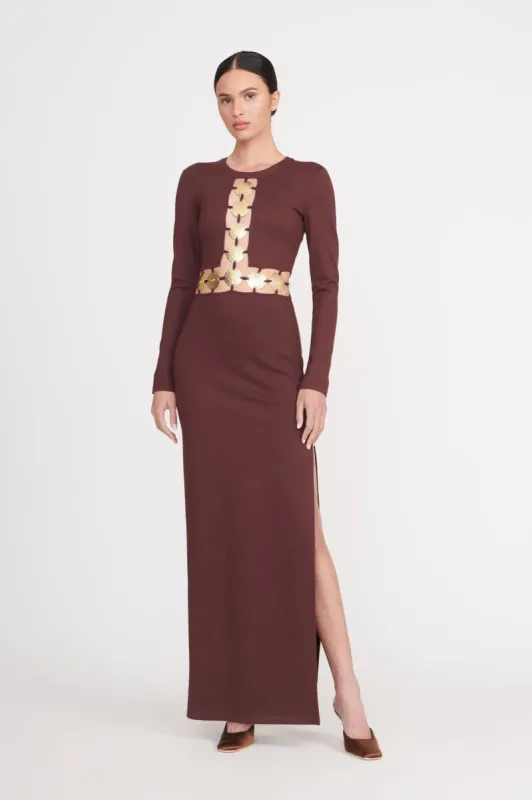 DELPHINE DRESS | DARK CHOCOLATE sold by STAUD