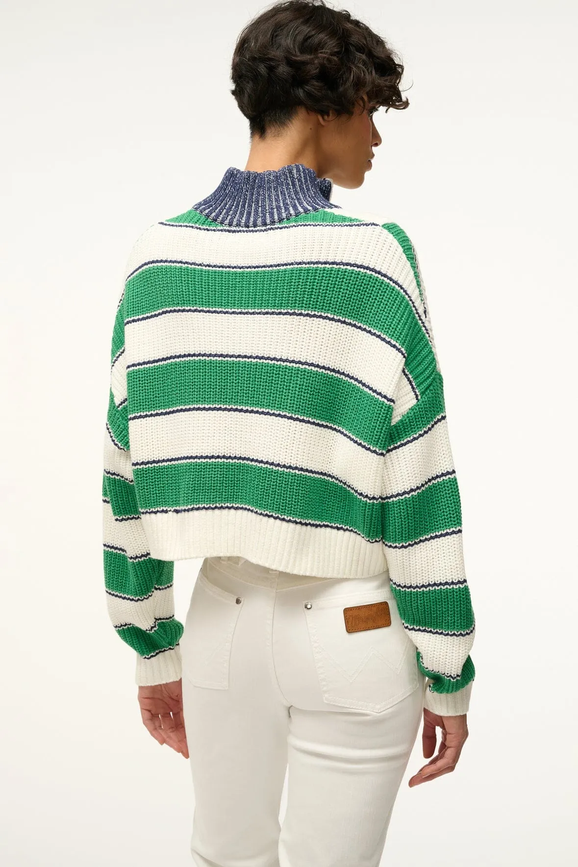 CROPPED HAMPTON SWEATER | BUNGALOW STRIPE sold by STAUD product image thumbnail 3