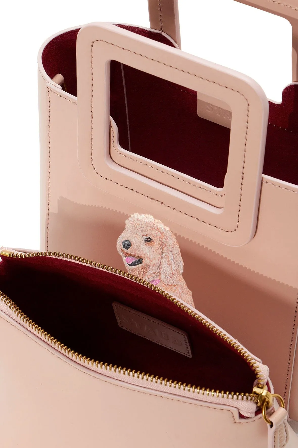 CUSTOM MINI SHIRLEY LEATHER BAG | BLUSH sold by STAUD product image thumbnail 5