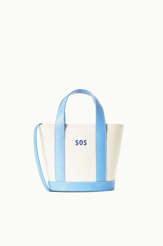 CUSTOM MONOGRAM ALLORA MINI TOTE | CREAM STAUD BLUE sold by STAUD